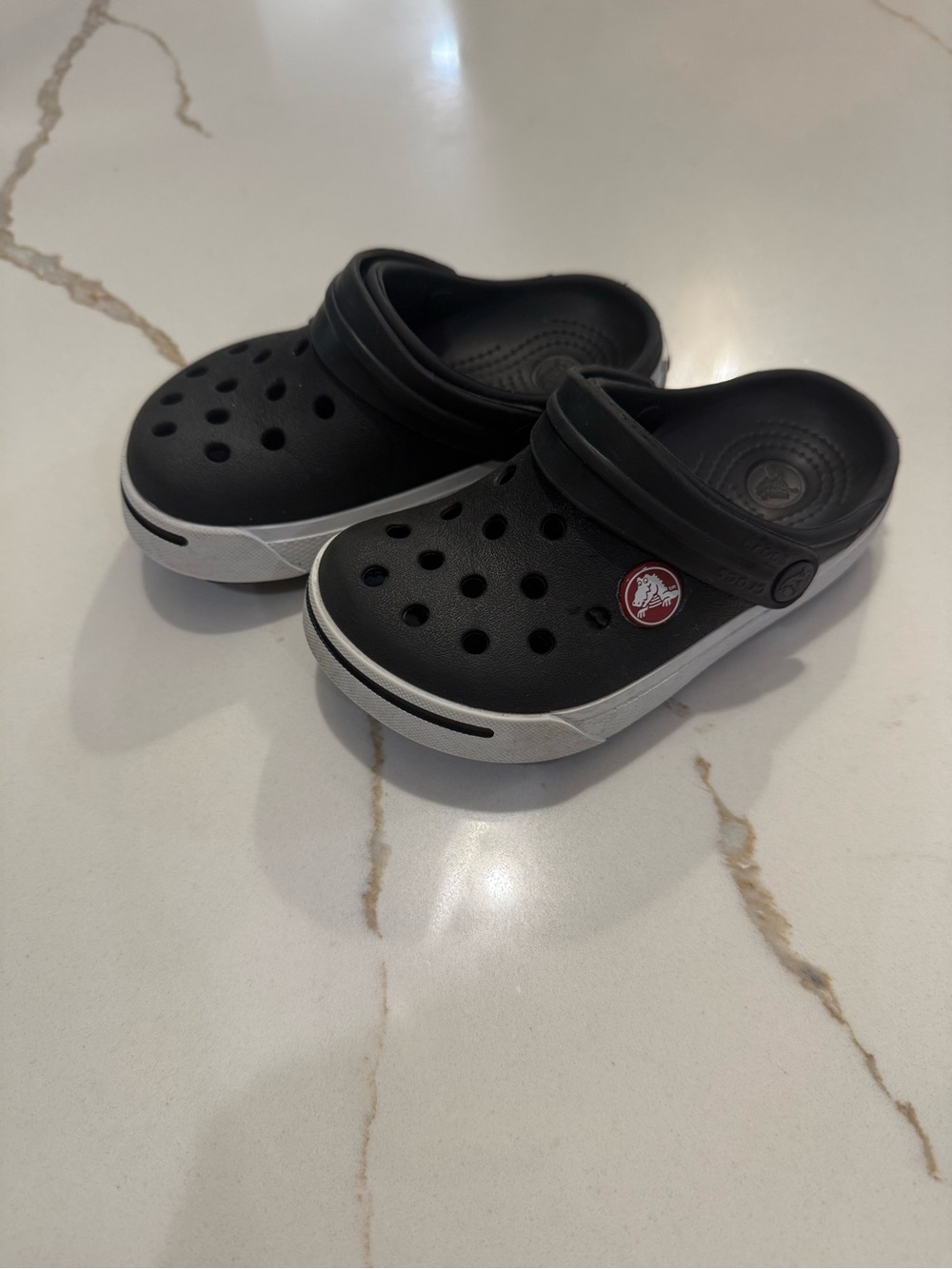 CROCS Kids Black and White Clog Sandals| Size C8/9 - Picture 3 of 8